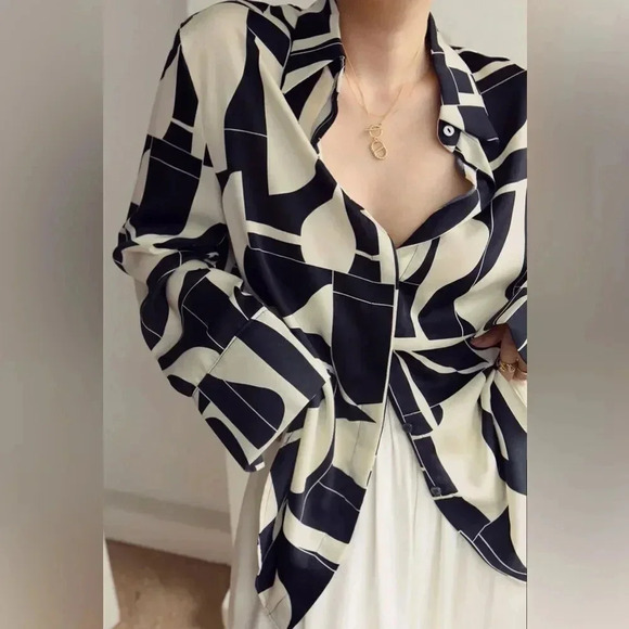 haver Tops - Haver Black & White long sleeve button down top